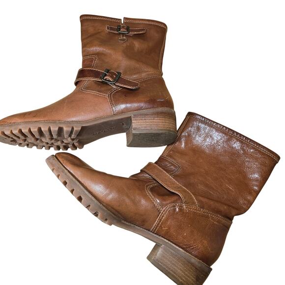 Michael Kors Brown Leather Pull On Ankle Boots Square Heel Soft Leather 9.5 - Picture 4 of 7